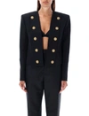 Balmain Button-embellished Collarless Jacket In Black