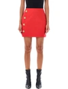 Balmain Button-embellished Wool Mini Skirt - Women's - Virgin Wool In Red