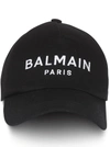 BALMAIN BLACK BASEBALL CAP WITH CONTRASTING LOGO IN COTTON WOMAN