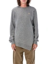 Comme Des Garçons X Lacoste Asymmetric-hem Crewneck Jumper In Grey