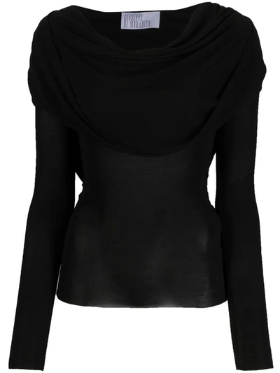 Giuseppe Di Morabito Draped-detailing Long-sleeve T-shirt In Black