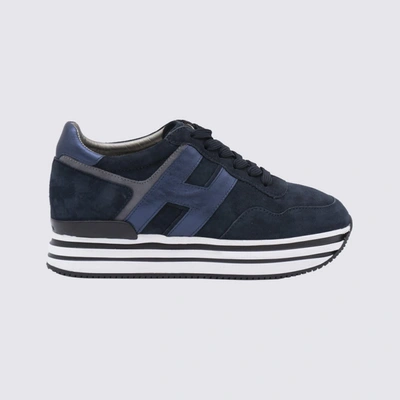 Hogan Blue And White Suede Midi Trainers