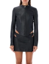 Misbhv Corset Faux-leather Biker Jacket In Black