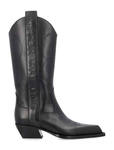 Miu Miu For Walking Leather Boots In Black