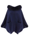 Giovi Wool And Cashmere Cape Coats Blue In Blue