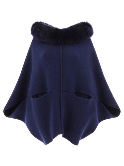 Giovi Wool And Cashmere Cape In Blue