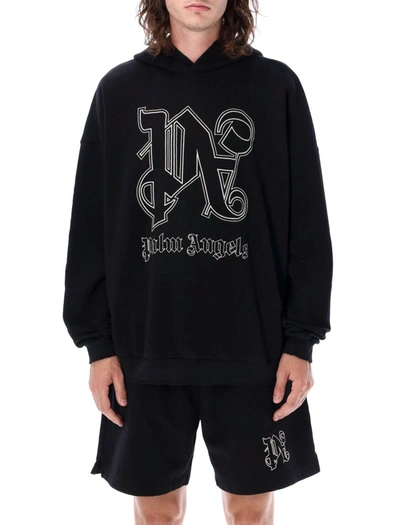Palm Angels Pa Monogram Statement Caon Hoodie In Black Off White