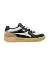 Palm Angels University Panelled Leather Sneakers In White/black