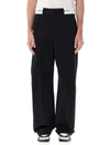 Palm Angels Contrasting-waistband Tapered Trousers In Black/white