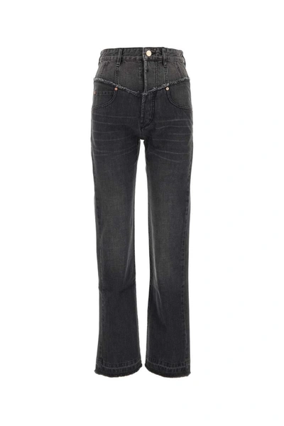 Isabel Marant Noldy Wide Leg Jeans In Grey