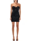 Rotate Birger Christensen Strapless Velvet-effect Minidress In Black