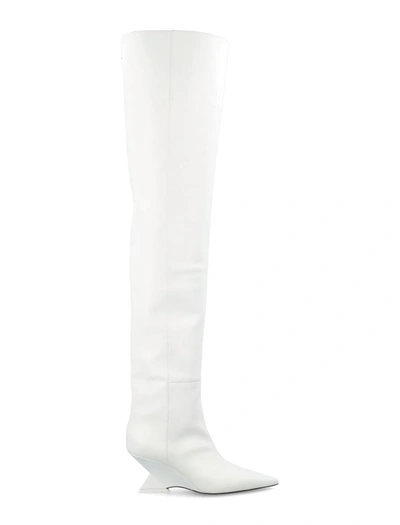 Attico Cheope 80mm Leather Boots In White