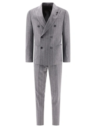 Lardini Pinstriped Suit In Grey