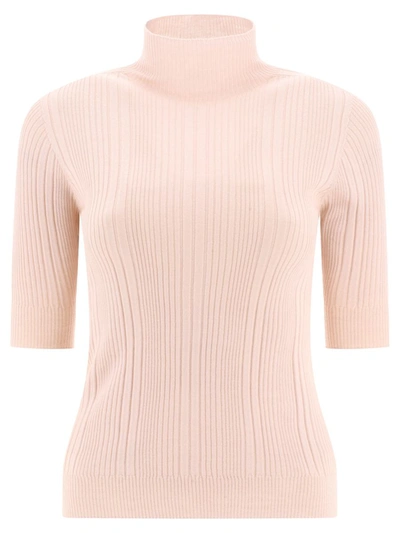 Peserico Ribbed Turtleneck Sweater In Pink