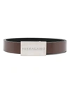 Ferragamo Men Squared Buckle Smooth Leather Reversible Belt In Brown