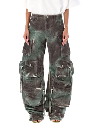 Attico The  "fern" Camouflage Long Pants In Verde