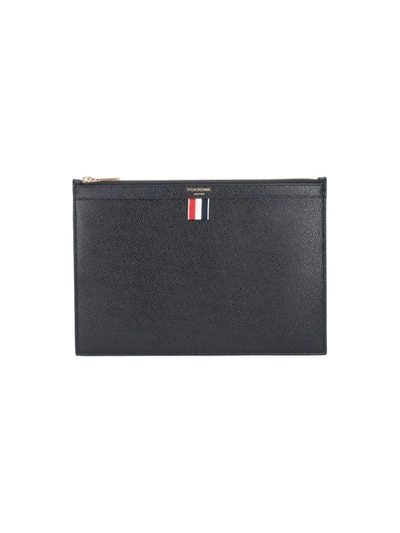 Thom Browne Small Zipper Tablet Holder In Black