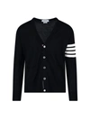 Thom Browne Classic V-neck Cardigan In Fine Merino Wool With 4bar Stripes Clothing In Black