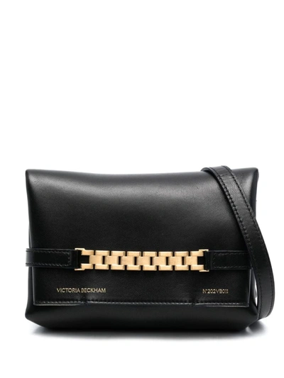 Victoria Beckham Mini Chain Leather Pouch Bag In Black
