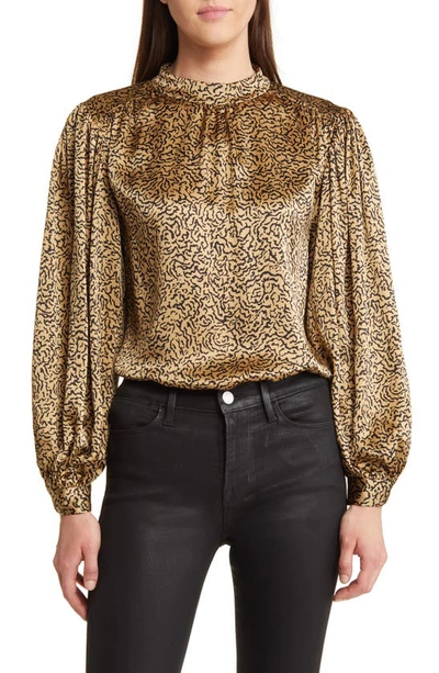 FRAME FRAME ABSTRACT PRINT BALLOON SLEEVE SILK TOP