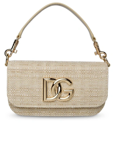 Dolce & Gabbana 3.5 Raffia Top Handle Bag In Beige