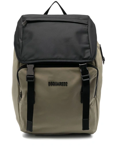 Dsquared2 Logo-appliqué Drawstring Backpack In Beige+nero