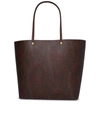Etro Dark Brown Paisley Fabric Shopping L Bag In Brown