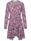 Isabel Marant Mini Violet Dress With All-over Graphic Print In Violet