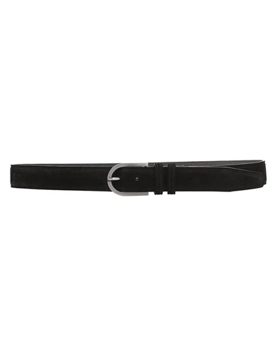 Kiton Suede Belt With Silver Buckle In Black
