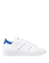 Kiton Leather Low Top Sneakers In White,blue