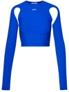 Off-white Logo-stamp Cut-out Blouse In Blue