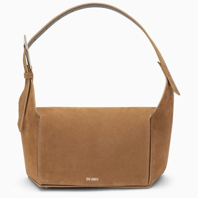 Attico Geometric Shoulder Handbag In Light Chocolate Suede For Women In Brown