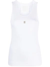 Givenchy Canotta In Cotone Stretch Bianco Donna In White