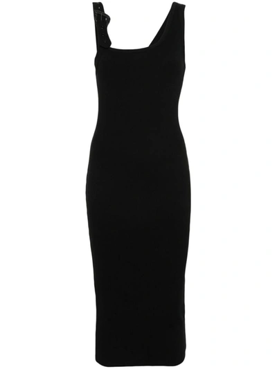 Versace Jeans Couture Dress With Side Slit In Black