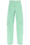Ganni Organic Cotton Cargo Suiting Pants In Green
