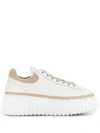 Hogan Leather H-stripes Platform Sneakers In White