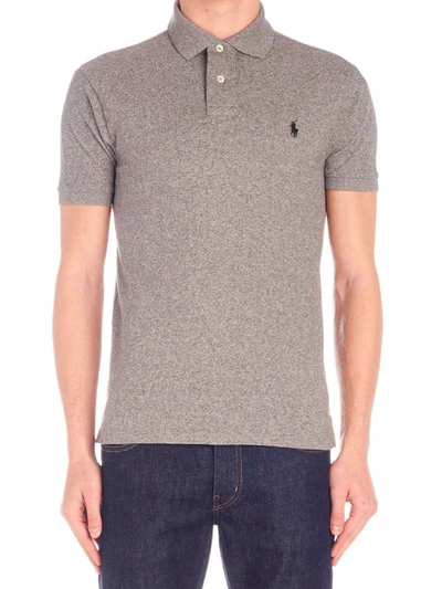 Polo Ralph Lauren Logo Embroidery Basic Polo Shirt In Gray