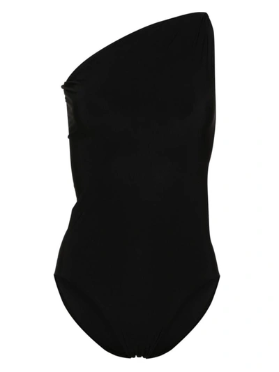 Rick Owens Twist Bather 单肩连体泳衣 In Negro