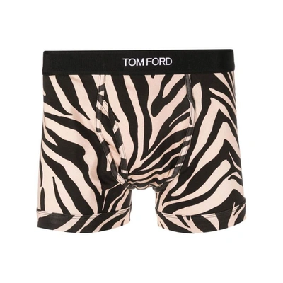 Tom Ford Zebra-print Stretch-cotton Boxer Briefs In Antique Brown