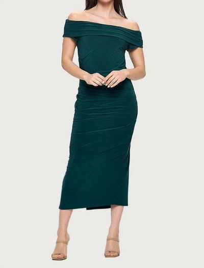 Last Tango Boat Neck Maxi Dress With Side Slit In Green