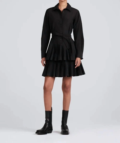 Derek Lam 10 Crosby Sterling Tiered Mini Shirt Dress In Black