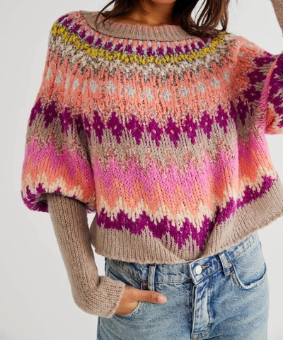 Free People Home For The Holidays Juliet Sleeve Sweater In Pink