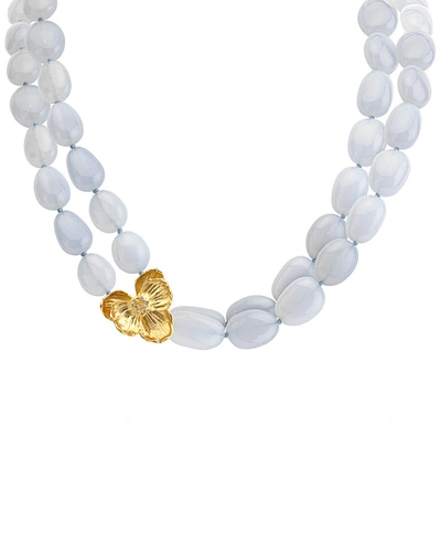Michael Aram Orchid 18k 54.00 Ct. Tw. Chalcedony Necklace In Silver