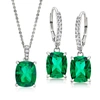 Ross-simons Simulated Emerald And . Cz Jewelry Set: Drop Earrings And Pendant Necklace In Sterling Silver In Multi
