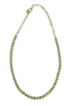 Diana M. 14 Kt Yellow Gold, 14" 4 Prong Emerald Choker Necklace Featuring 2.42 Cts Tw Round Emeralds In Yellow