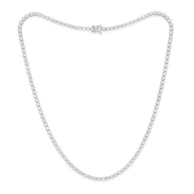 DIANA M. 14 KT WHITE GOLD, 17" 4 PRONG DIAMOND TENNIS NECKLACE FEATURING 4.00 CTS TW ROUND DIAMONDS