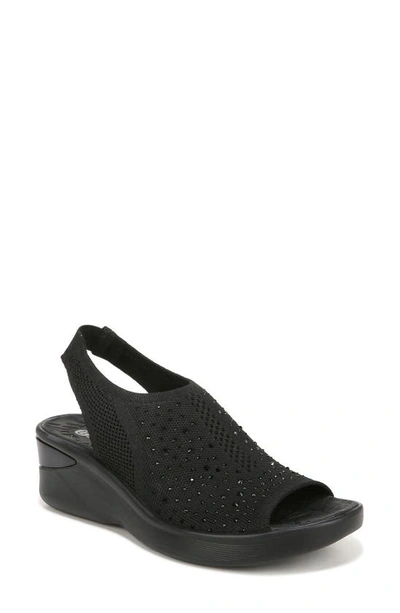 Bzees Sicily Bright Washable Slingback Wedge Sandals In Black Fabric