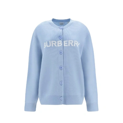Burberry Cotton And Wool Cardigan In Blue