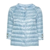 Herno Round Collar Long Sleeved Down Jacket In Blue