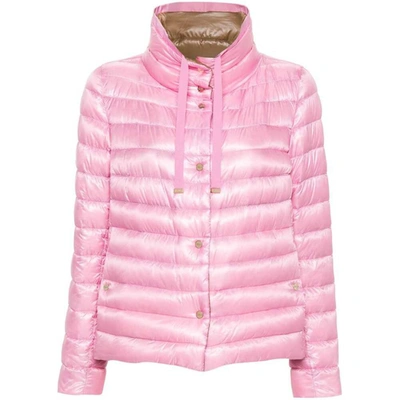 Herno Funnel Neck Reversible Puffer Jacket In Pink